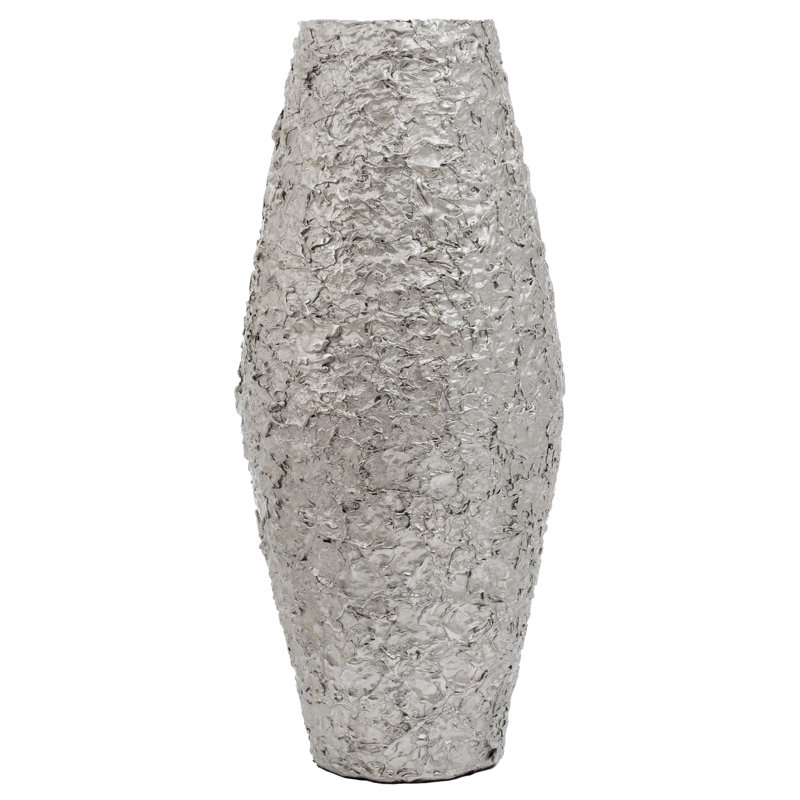 Beric Metal Table Vase, Silver, 52cm H x 21cm W x 21cm D