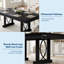 Table de salle à manger élégante et durable de 71 po pour la maison et le restaurant - Finition en bois de qualité supérieure, plateau rectangulaire épais, structure à double piédestal robuste - idéale pour les espaces de salle à manger modernes - noir, table seulement