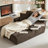 66" Oversized Chaise Lounge Chair Indoor - Boneless Lounge Chair with 2 Cup Holders and 2 Storage Pockets, Deep Seat Reading Chairs for Living Room, Bedroom, Apartment, Office (Single, Pink)-192623007