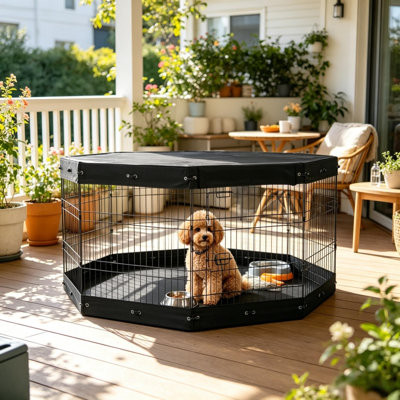 Dog House Fabric, Metal, Mesh 1 Set Tan Indoor and Outdoor Heavy-Duty No Tools Required