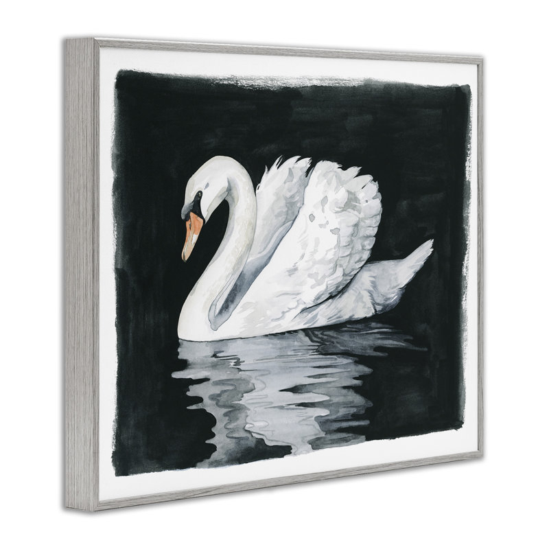 Magnifique cygne, reflet noir, art de la giclée par Grace Popp, H 16 po x l 20 po x P 1,5 po, Estampe numérique Farmhouse