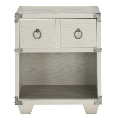 22.5 Inches Wide Grey Nightstand With Charging And Storage Shelf 24.5 Tall Port For Electronics