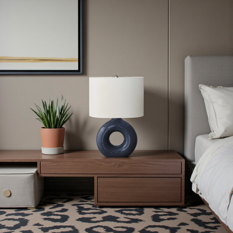 Laima Standard Ceramic Table Lamp in Blue and Ivory Shade, 23.72'' H X 15.83'' W X 10.86'' D