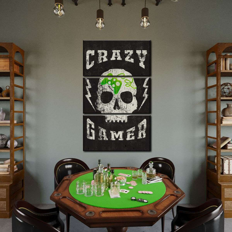 " Crazy Gamer Sign Multi Piece Canvas Print " by Logic Nerds 3 - Pieces, 38" H x 24" W x 1.25" D