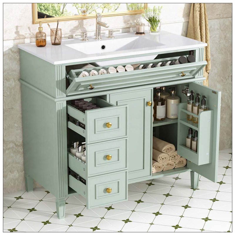 Meuble-lavabo 36 po avec lavabo, Vert