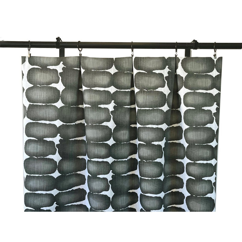 Grey Shibori Dot Geometric Curtain Panels, 25" W x 84" L
