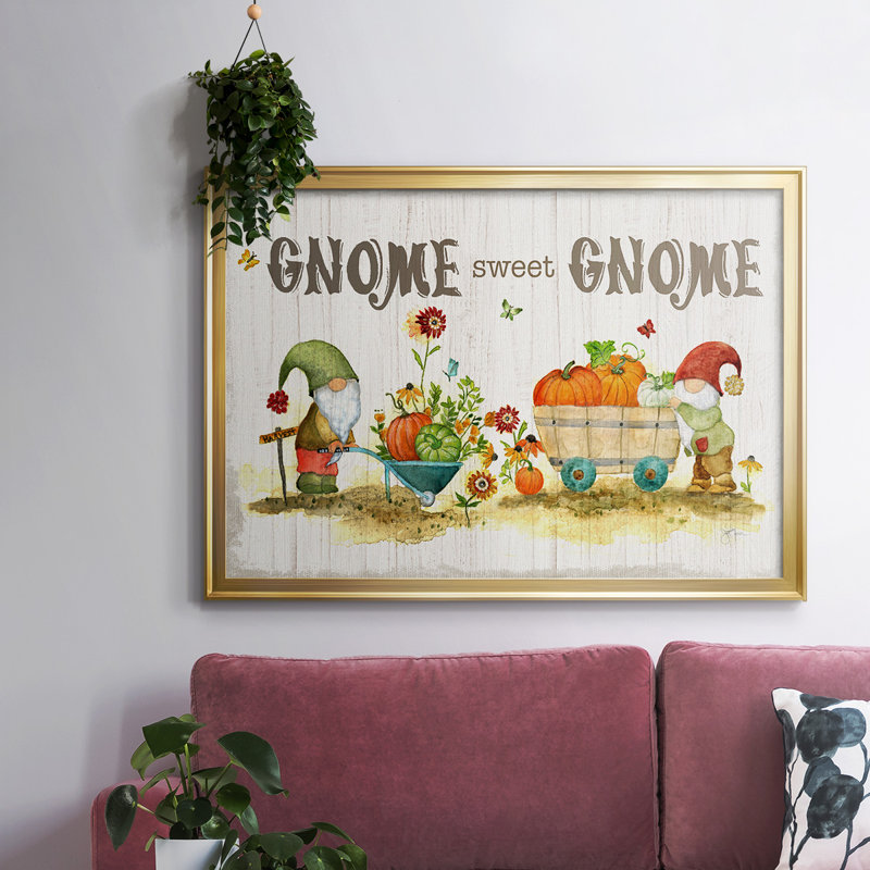 Gnome Sweet Gnome, toile tendue avec châssis, Doré, H 18 po x l 26 po x P 1,5 po