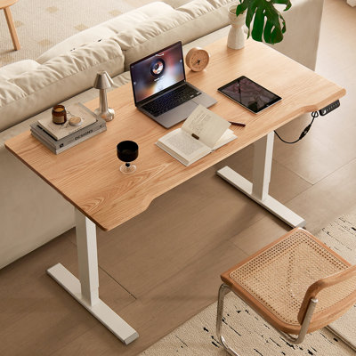 Bureau rectangulaire en bois massif Burlywood + blanc