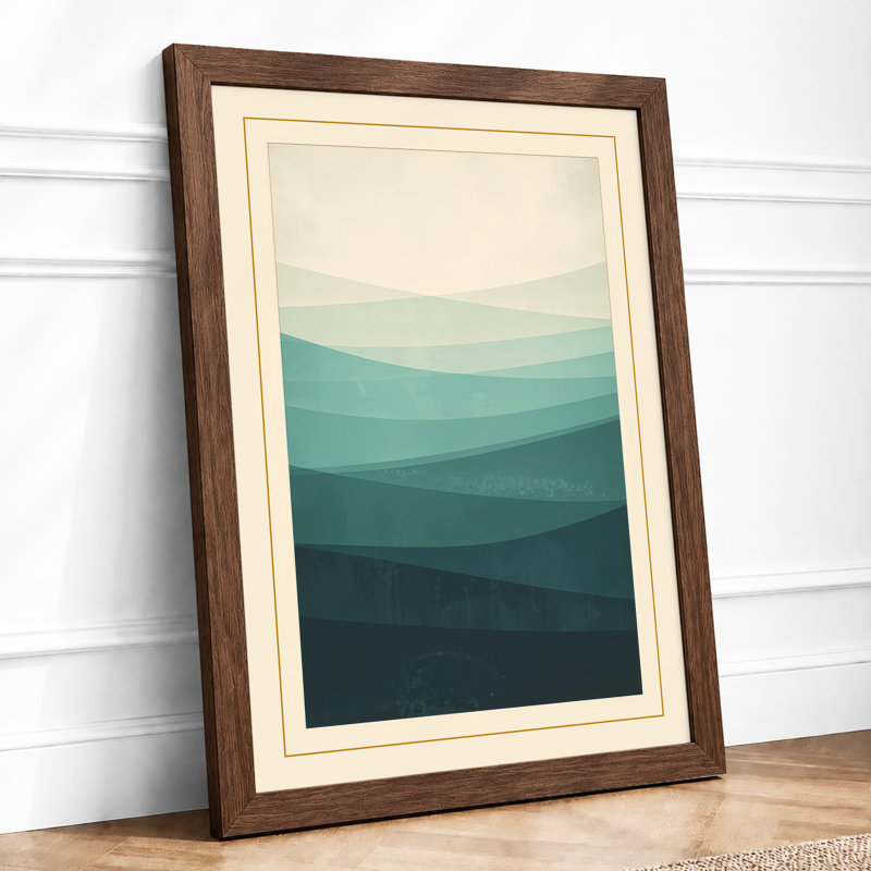 Horizon in Layers Minimalist - Framed Print, A4 - 29.7 x 21.0 cm, Walnut