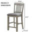 Chaise de salle à manger à hauteur de comptoir de style transitionnel 2 pièces avec siège rembourré et dossier en lattes de métal brossé gris et gris clair