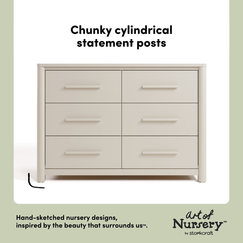 Malta 6 Drawer Dresser, Frosted Oat