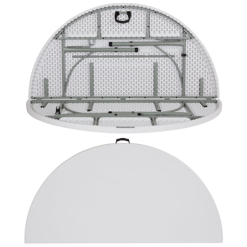 70.9" Round Gray Metal Folding Table with Powder Coated Legs