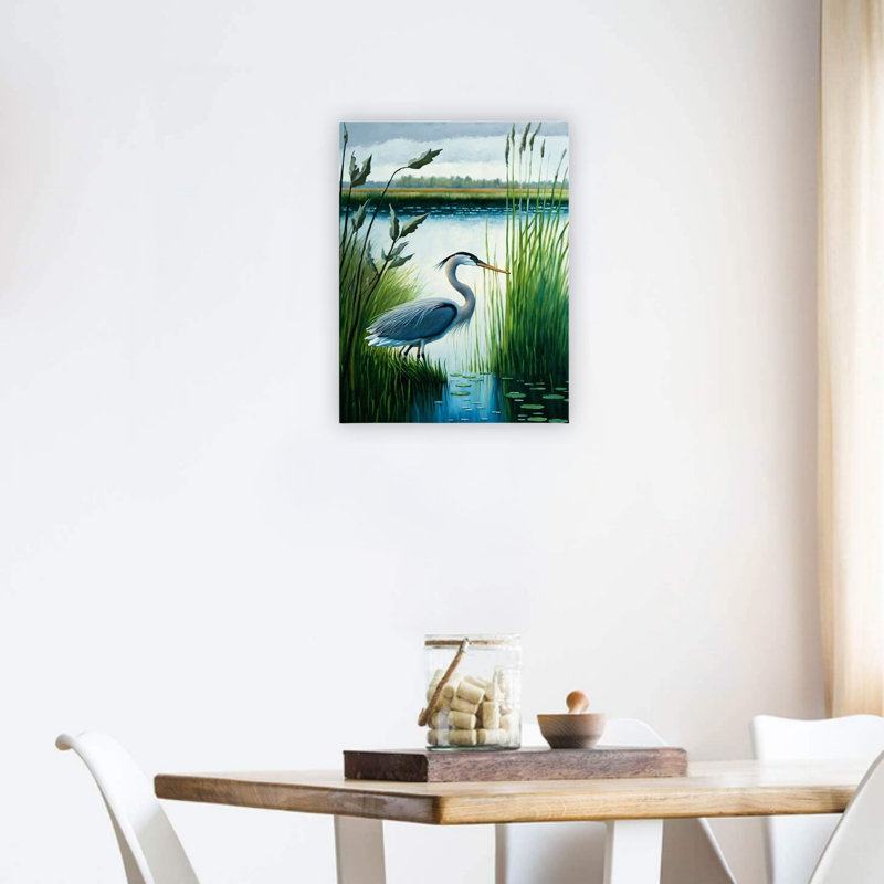 Cygne bleu dans l'eau, toile de qualité supérieure, décoration murale 24 po x 18 po