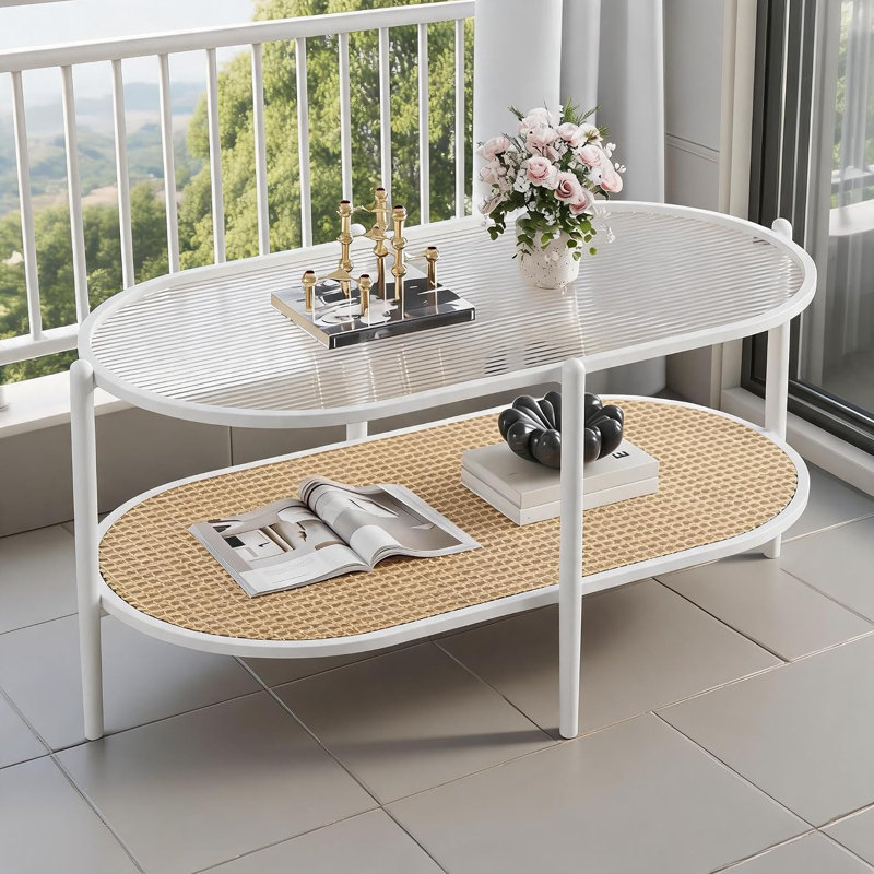 Table basse ovale en rotin Modern Boho