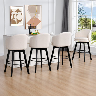 Langton 29.5" Swivel Upholstered Barrel Bar Stools