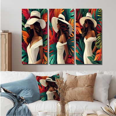 Vert, femme afro-américaine tropicale au paradis I - Collection d'art mural femme Pop Art