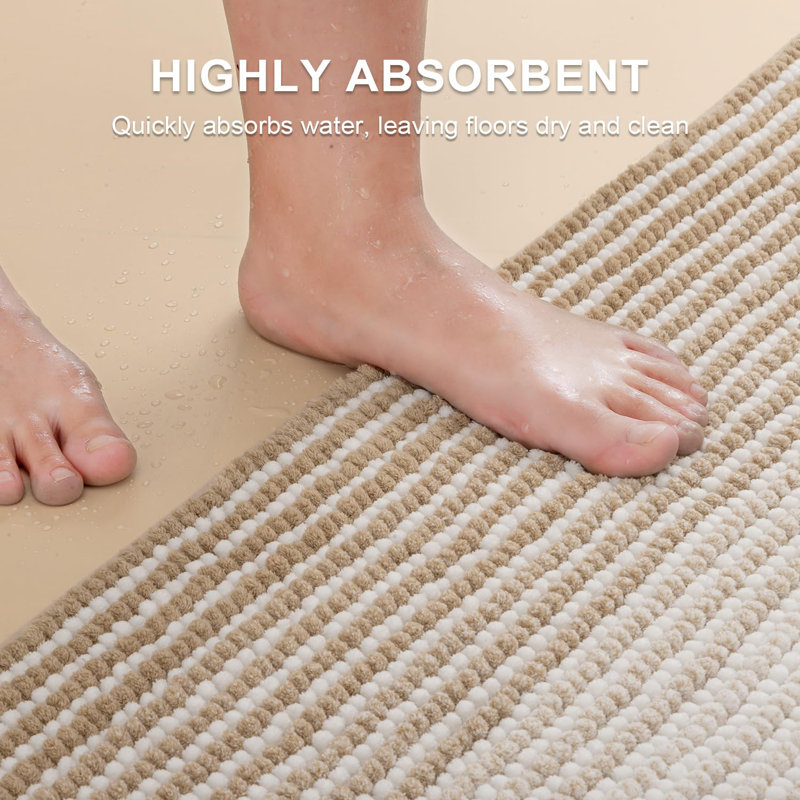2-Piece Set Rectangle Bath Rug, Beige