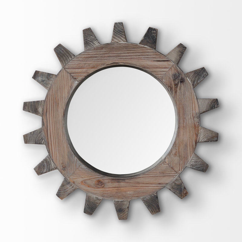 Miroir d'appoint Kazmira Cog, 17 po x 17 po, Brun moyen