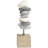 Cecel Metal Circular Stone Abstract Decorative Gray Sculpture with Brown Wooden Base-1156401400
