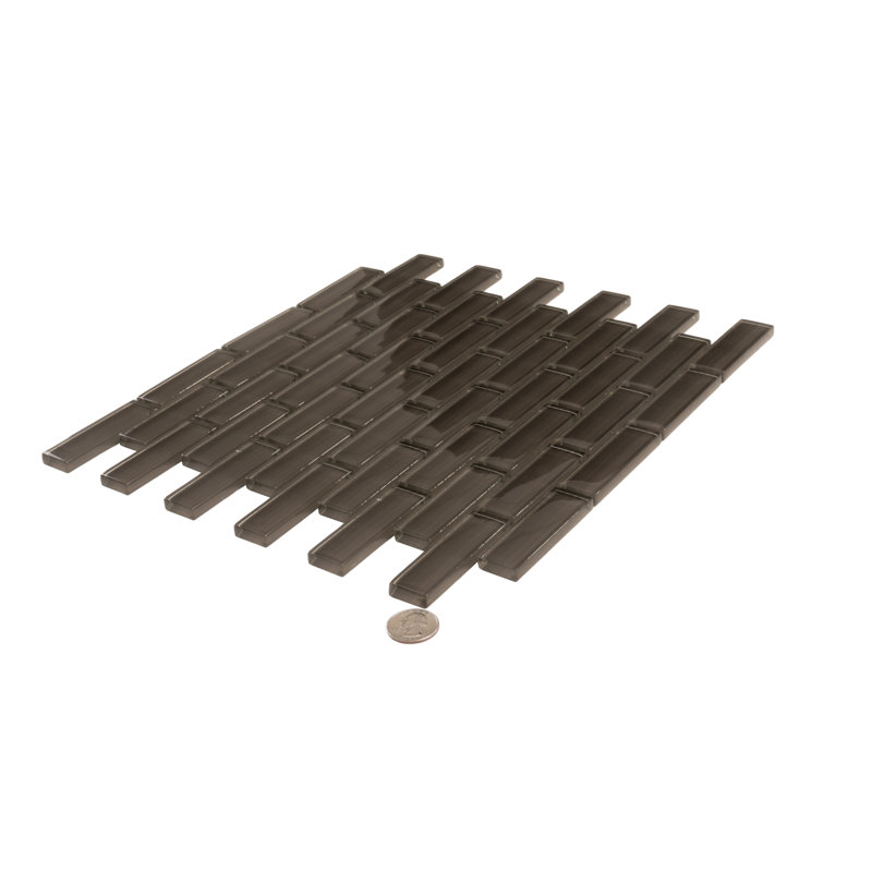 1" x 3" Glass Brick Joint Mosaic Wall & Floor Tile, Ash Gray