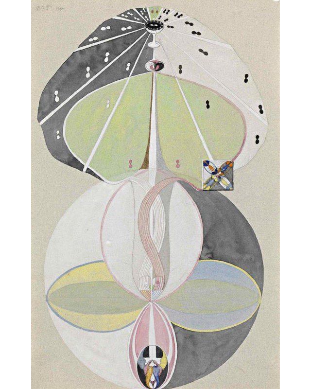 "Arbre de la connaissance n ° 5" par Hilma Af Klint - Art mural sur toile tendue avec châssis, H 24 po x l 17 po
