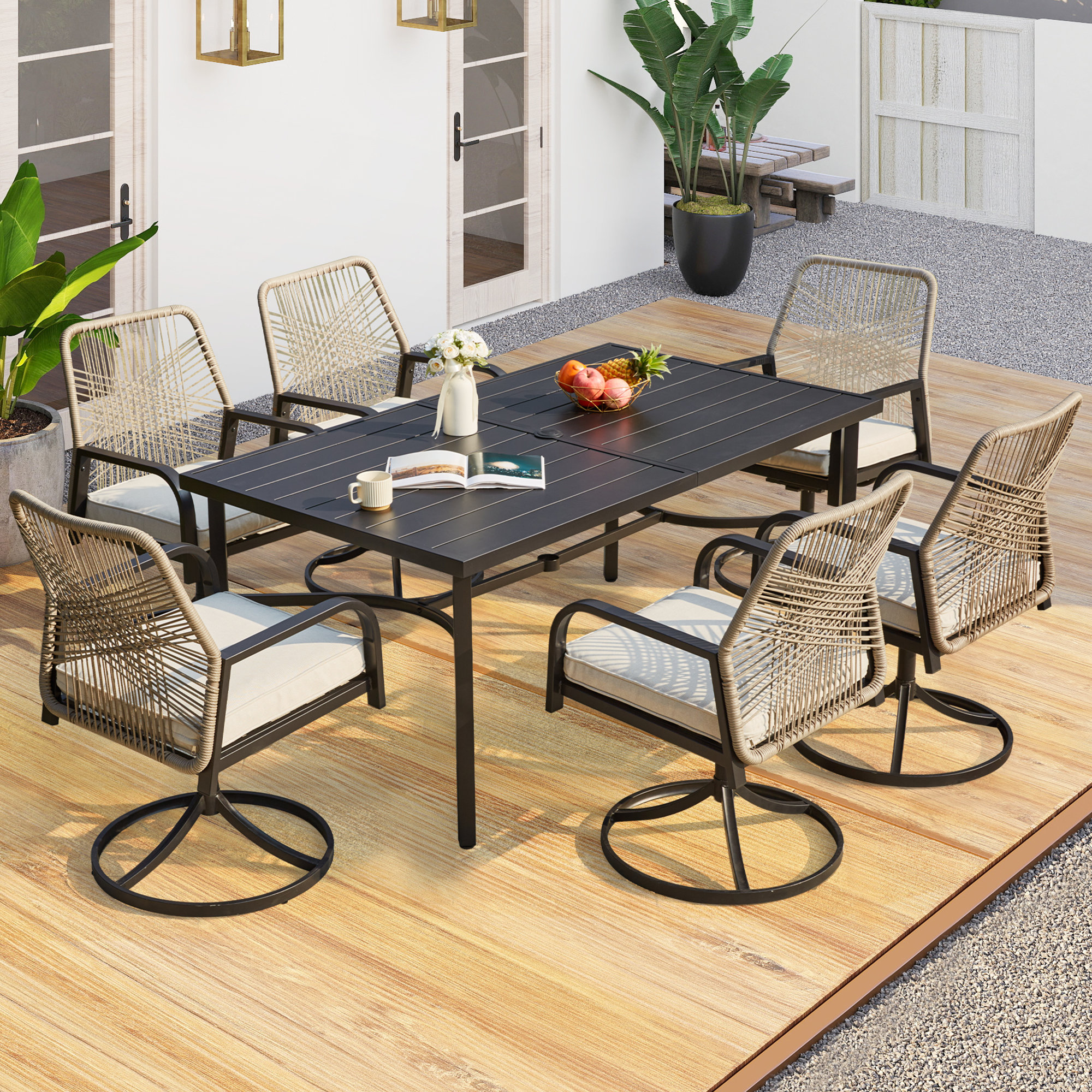 Cushion All Weather Garden Dining Sets Patio Table And Chairs Set