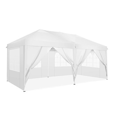 Auvent escamotable 10 pi x 20 pi avec 6 parois latérales amovibles - Abri imperméable et résistant aux rayons UV pour les mariages, les fêtes, le camping et les événements - Installation facile et portable