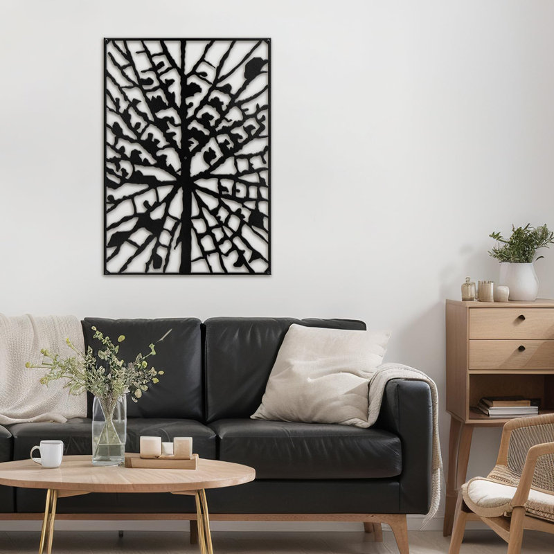Décoration murale en métal moderne abstrait silhouette abstraite, Noir, H 30 po x l 21,13 po x P 0,05 po