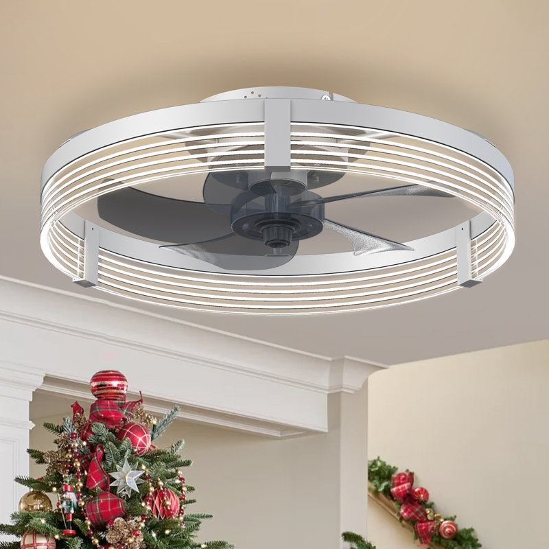 Ventilateur de plafond encastré à intensité variable avec lumières DEL Kordae, Blanc, 20"