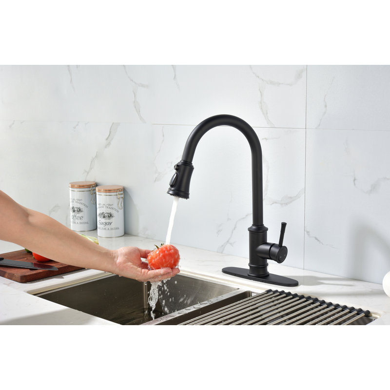 Single Handle High Arc Pull Out Kitchen Faucet,Single Level Stainless Steel Kitchen Sink Faucets With Pull Down Sprayer