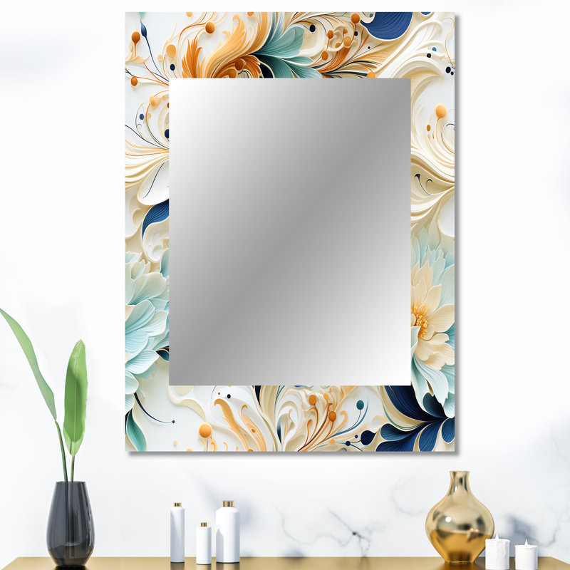Ethereal Whispers Paisley Pattern - Paisley  Decorative Mirror, Glam Wall Mirror, Printed Metal Art, 40" x 30"