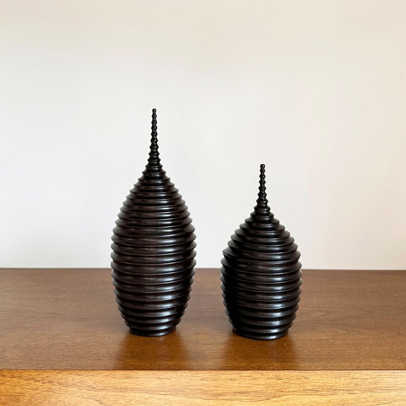 Ebony Wood Collection Wood Jar, 9"
