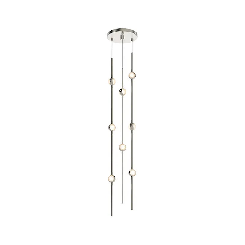 Constellation 8 - Light LED Pendant, 100 V, 2700K, Clear/Satin Nickel