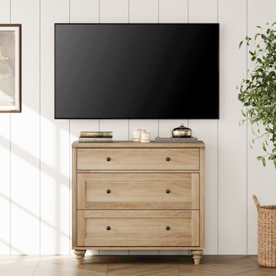 Scarlett Dresser TV Stand For Bedroom, Mid Century Modern TV Console Table Dressers With 3 Chest Of Drawers
