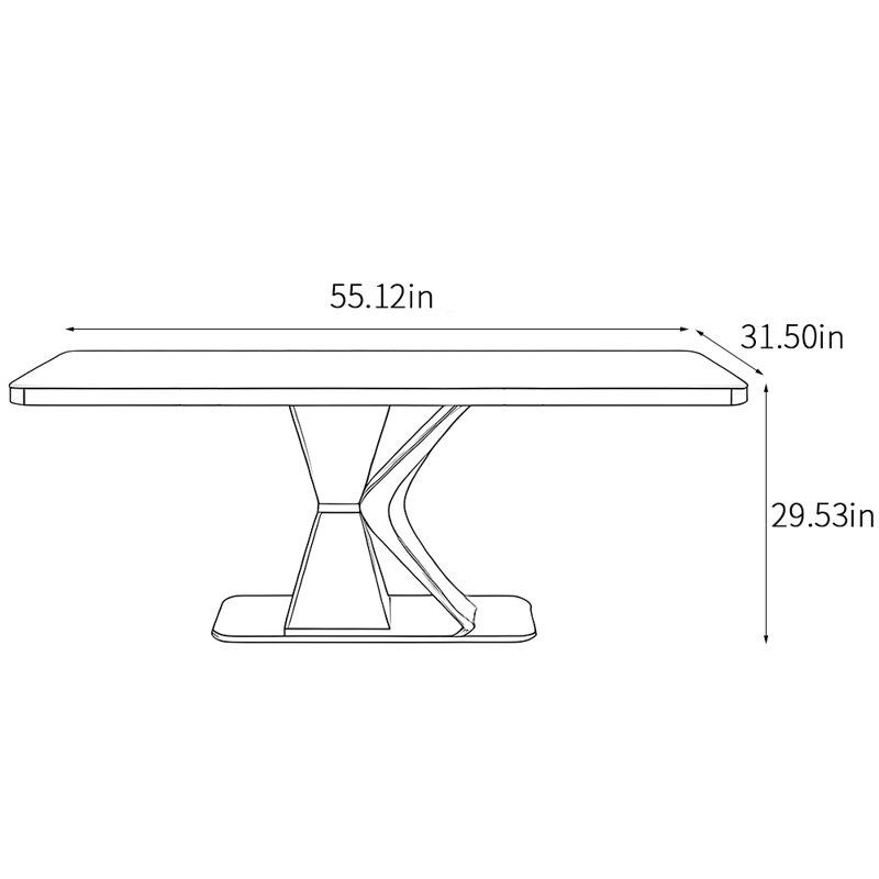 Modern luxury Italian style dining table, Black, 29.53"H x 55.12"L x 31.5"W