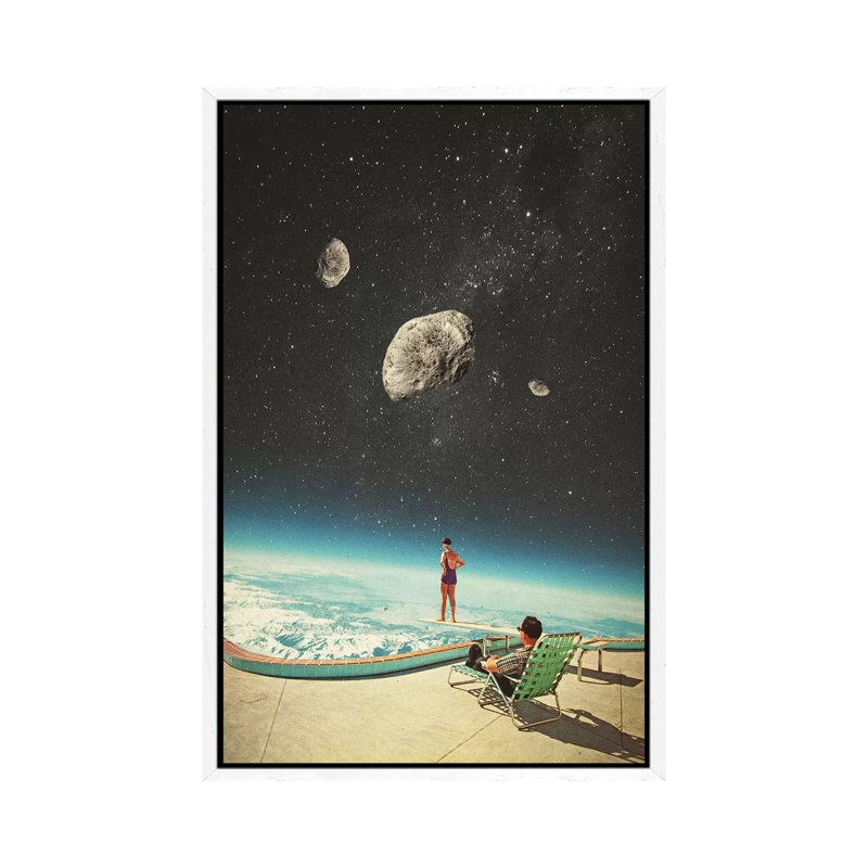 Summer With A Chance Of Asteroids by Frank Moth - Print on Canvas, 101.6cm H x 66.04cm W x 3.81cm D, White Framed