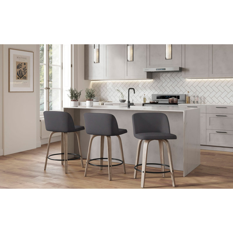 Tabouret de comptoir pivotant 25,5 po Lakyia, Gris clair