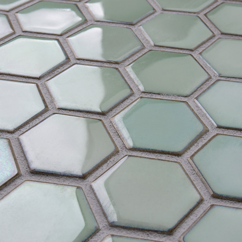 Carreau de mosaïque en porcelaine pour plancher et mur Hex 10-7 / 8 "x 12-5 / 8" Hudson, Vert menthe