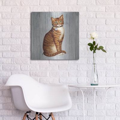Art mural en métal Lark Manor ™ «Country Kitty 4 On Wood» par David Carter Brown