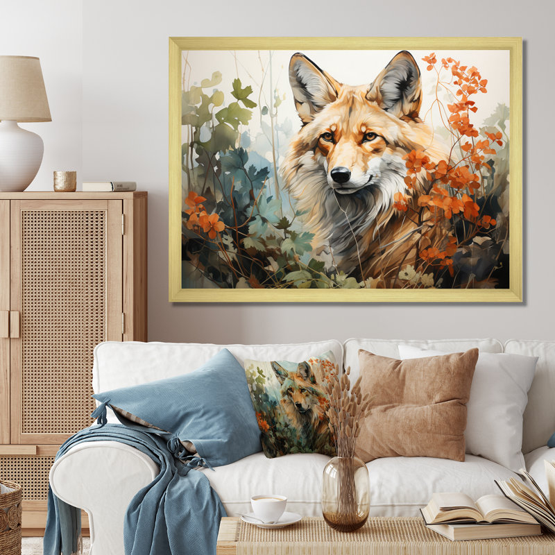 «Bivan Fox Wilderness Observer», art mural encadré, H 24 po x l 32 po x P 1 po, Cadre doré à une seule photo