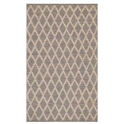 Textured Diamond Black/Ivory Handwoven Cotton Rug
