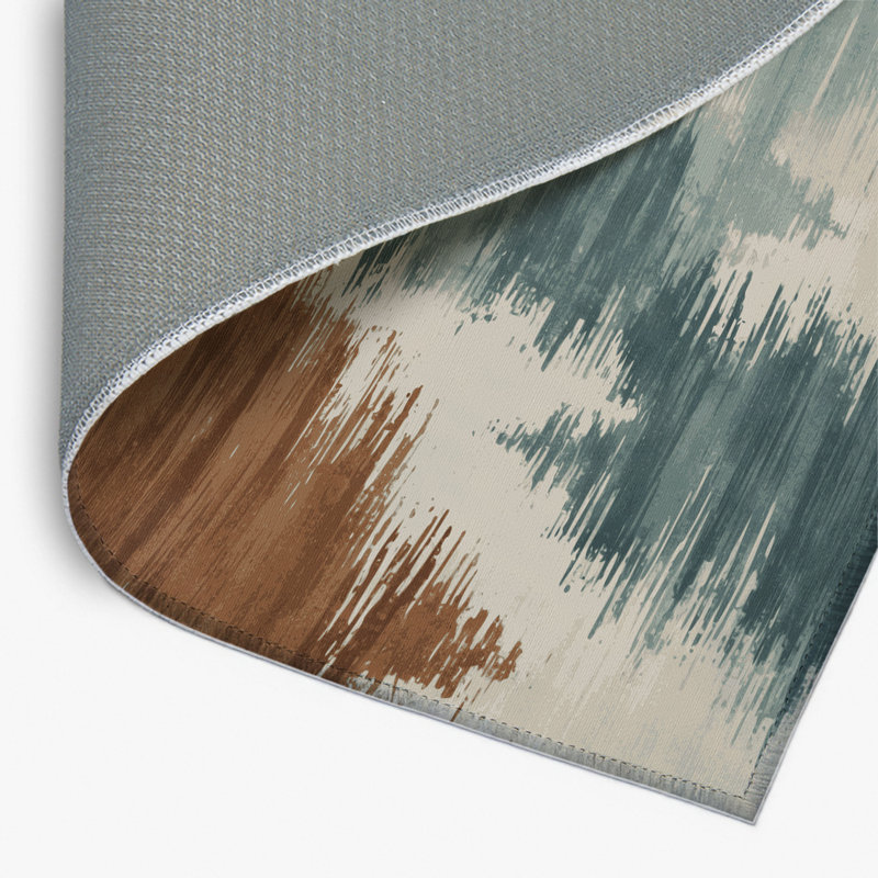 Tapis intérieur et extérieur brun Watercolor, Rectangulaire 2 pi x 3 pi
