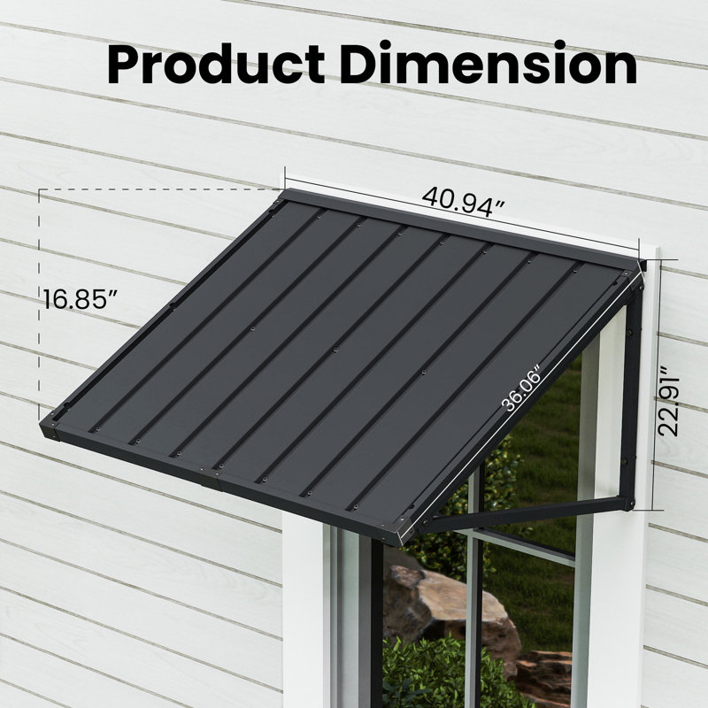 Auvent de porte à protection contre les intempéries pour fenêtre, porche et balcons, L 40,94 po x P 33,58 po x H 22,91 po