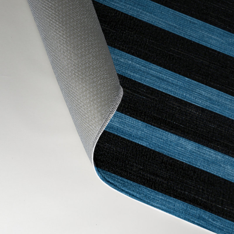 Tapis intérieur / extérieur noir HorizontalStripes, Rectangle 9 pi x 12 pi