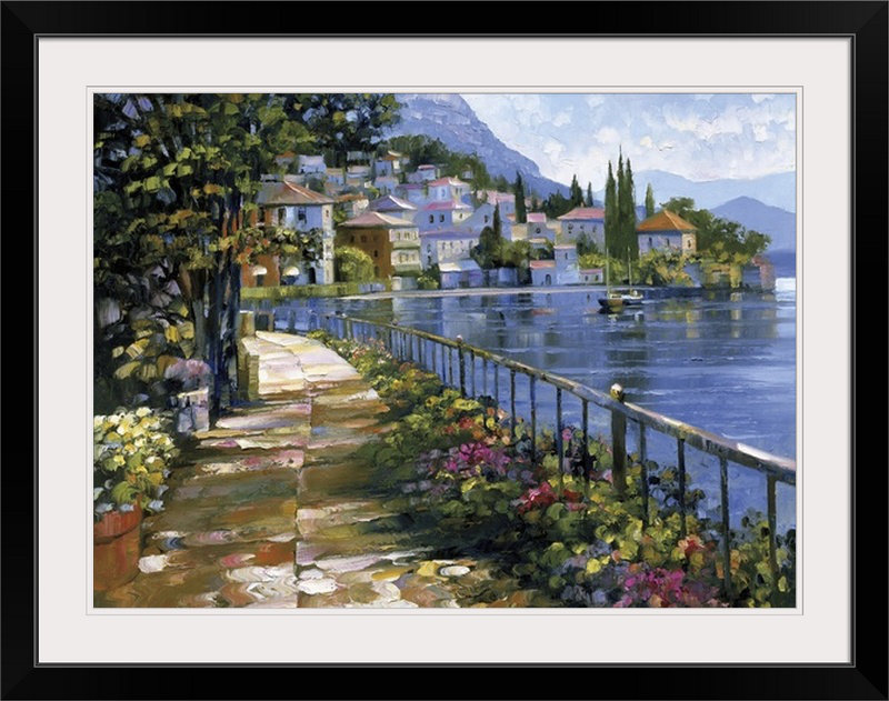 «Sunlit Stroll» par Howard Behrens, reproduction d'art, Cadre noir, H 26 po x l 32 po x P 1 po