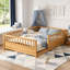 Lit au sol avec barrière de haute sécurité, idéal pour les jeux et le sommeil des enfants, structure en bois Montessori-767355667-767355668