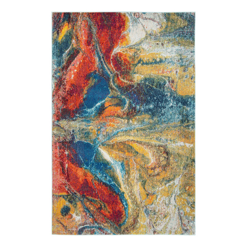 Ansela Washable Abstract Indoor Rug, Rectangle 5'3" x 8'