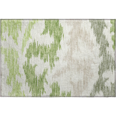 Premium Machine Washable Lisse Green Rug