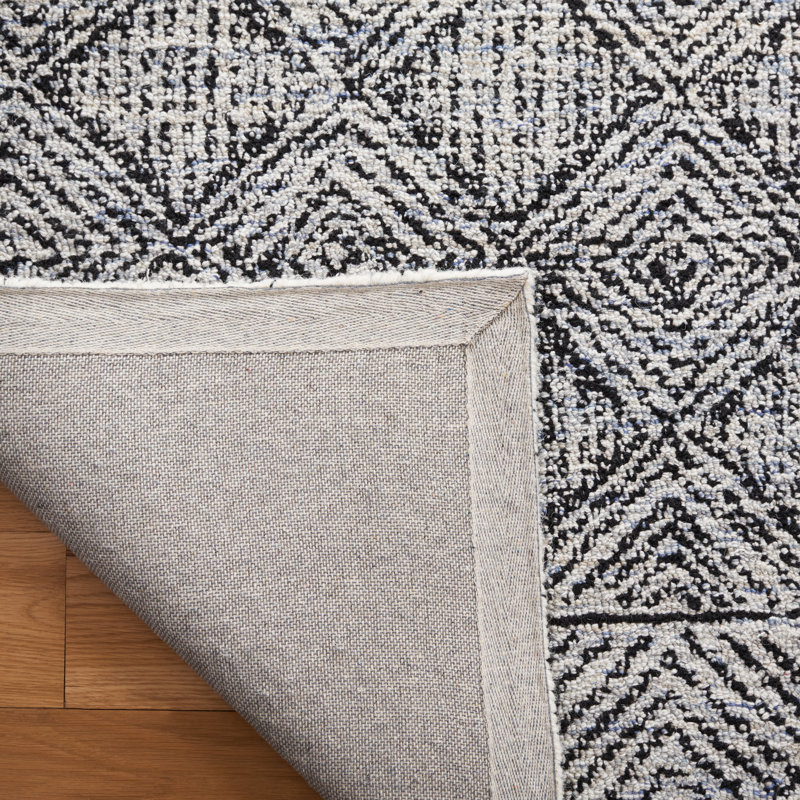 Ebony Hand Tufted Wool Pile Geometric Rug, Rectangle 5' x 8'