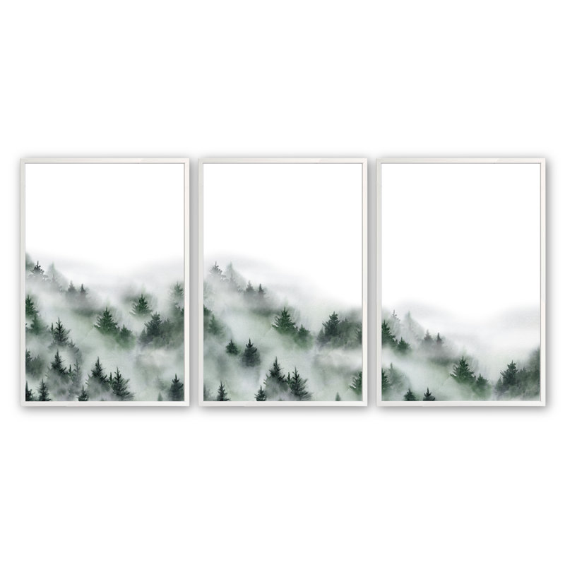 «Majestic Mist», impression sur papier 3 pièces, H 21,5 po x l 17,5 po x P 1 po, Opaque White